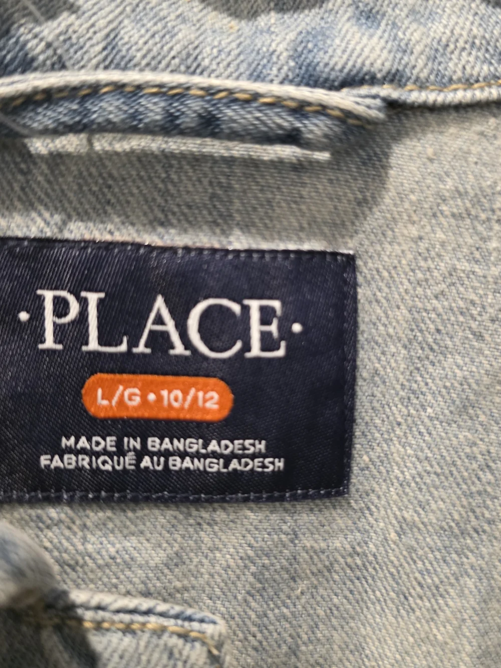 The Children's Place Unisex Kids Blue Denim Jacket Button Front Pockets 10-12y